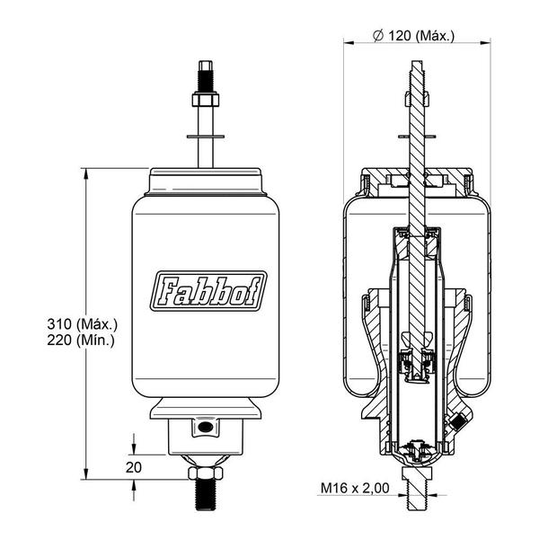 Imagem de Kit Mola Pneumática S4 T98/P94 Traseira até 2003 - 2 Un