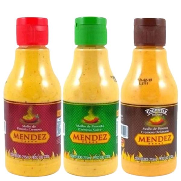 Imagem de Kit Molho de Pimenta Mendez 215ml 03 Cremosa Sabores