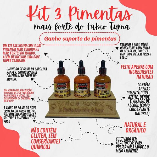 Kit Molhos De Pimentas Orgânico Natural +ardida Do Mundo - VICIADO EM PIMENTAS Imagem de Kit Molhos De Pimentas Orgânico Natural +ardida Do Mundo