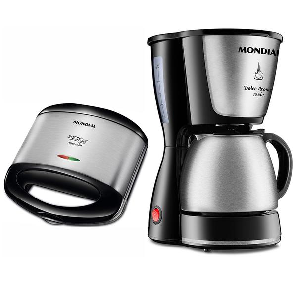 Kit Mondial Cafeteira Dolce Arome e Sanduicheira S-07 Inox 127V Kit Mondial Cafeteira Dolce Arome e Sanduicheira S-07 Inox 127V