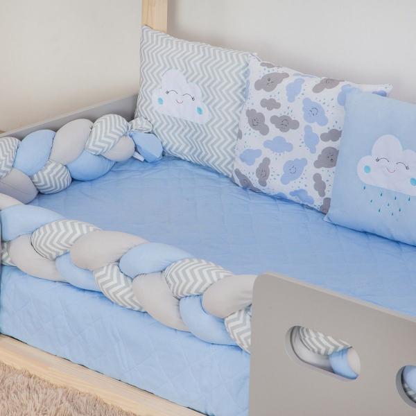 Imagem de Kit Montessoriano Mini Cama Trança Chuva de Amor Azul Bebe