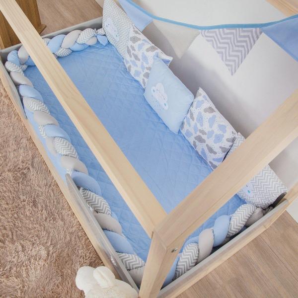 Imagem de Kit Montessoriano Mini Cama Trança Chuva de Amor Azul Bebe