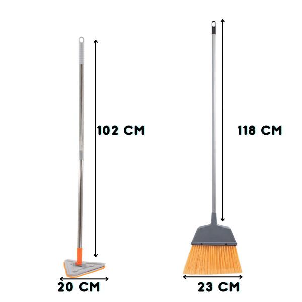 Imagem de Kit MOP 2 em 1 Com Rodo + Vassoura Com Cabo de Inox Limpeza