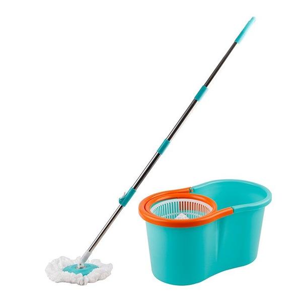 Imagem de Kit Mop Giratório 8L Cabo Retrátil + Mop + Balde Zein