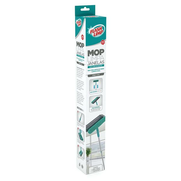 Imagem de Kit Mop Limpa Janelas com Cabo Extensível Flash Limp MOP6071 + 2 Refil RMOP6071