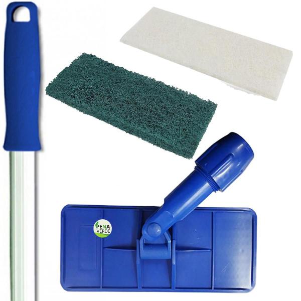 Imagem de Kit Mop Limpa Tudo Lt Cabo 1.4 Metros Estriado + Fibra Verde