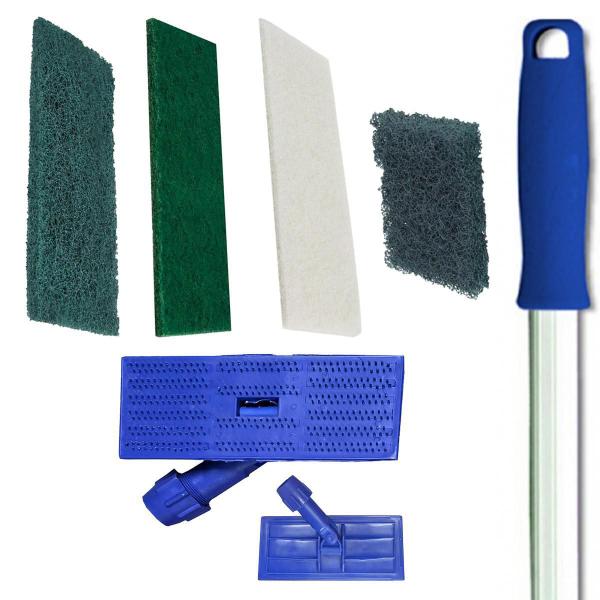 Imagem de Kit Mop Suporte Lt + Fibra Leve Zero Riscos + Verde Multiuso