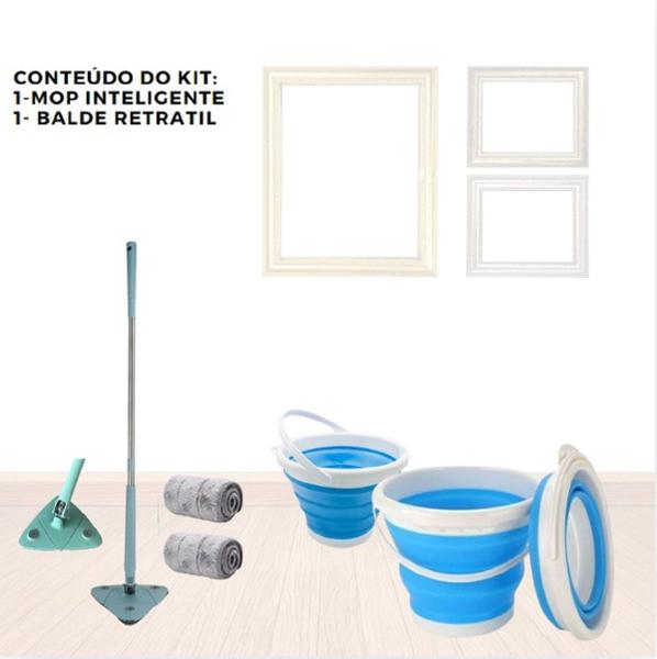 Imagem de Kit Mop Triangular 360 + Balde Retrátil - 123clean