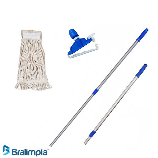 Imagem de kit Mop Úmido Ponta Dobrada Cinta Mop Liquido Completo 