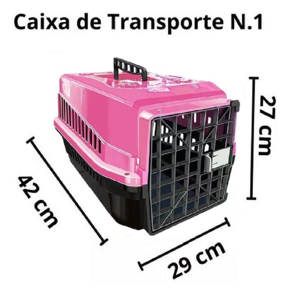 Imagem de Kit Mordedor Corda Pet Dog + Caixa Transporte Pet N1 Rosa