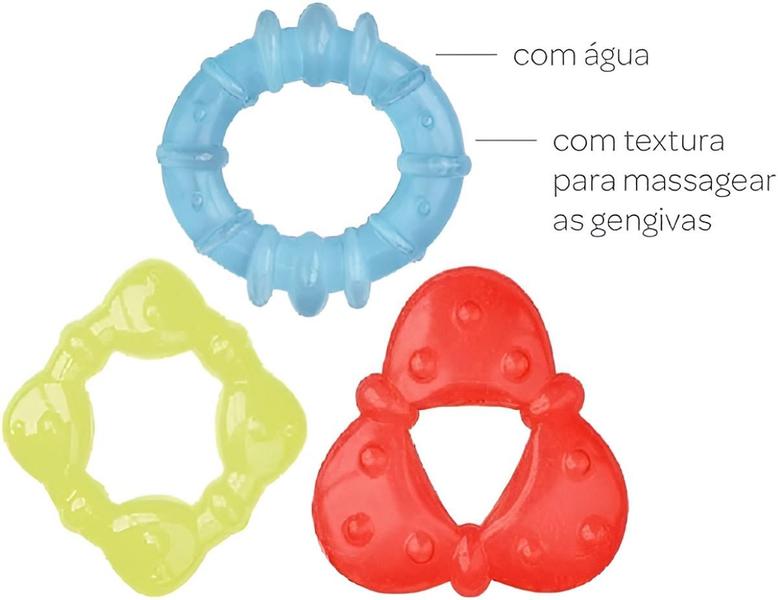 Imagem de Kit Mordedor Geométricos Buba Com Água Vermelho Azul Amarelo