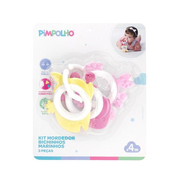 Kit Mordedor Pimpolho C/3 Bichinhos Marinhos Rosa +4m 002000 Imagem de Kit Mordedor Pimpolho C/3 Bichinhos Marinhos Rosa +4m 002000