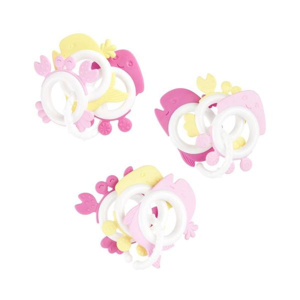 Kit Mordedor Pimpolho C/3 Bichinhos Marinhos Rosa +4m 002000 Imagem de Kit Mordedor Pimpolho C/3 Bichinhos Marinhos Rosa +4m 002000