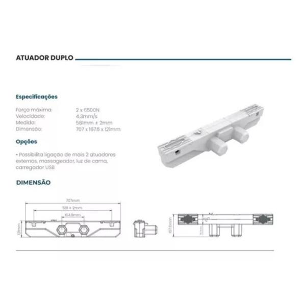 Imagem de Kit Motor Duplo Cama Hospitalar Bivolt + Controle