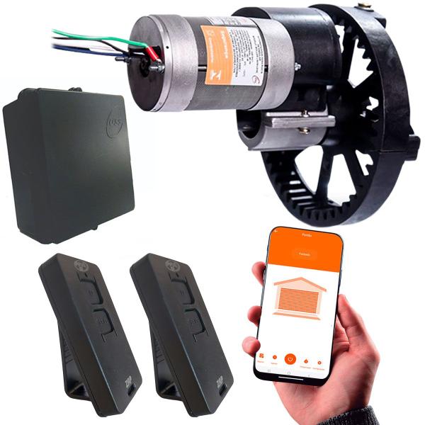 Kit Motor Porta Enrolar Até 10 M² Eixo Vazado Molas Abre Por App Wifi - Fass Imagem de Kit Motor Porta Enrolar Até 10 M² Eixo Vazado Molas Abre Por App Wifi