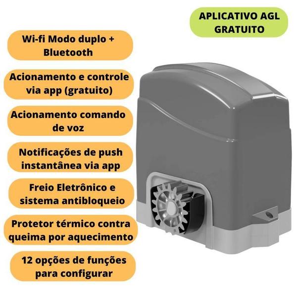 Imagem de Kit Motor Portão Deslizante Eletrônico Bluetooth Wifi App