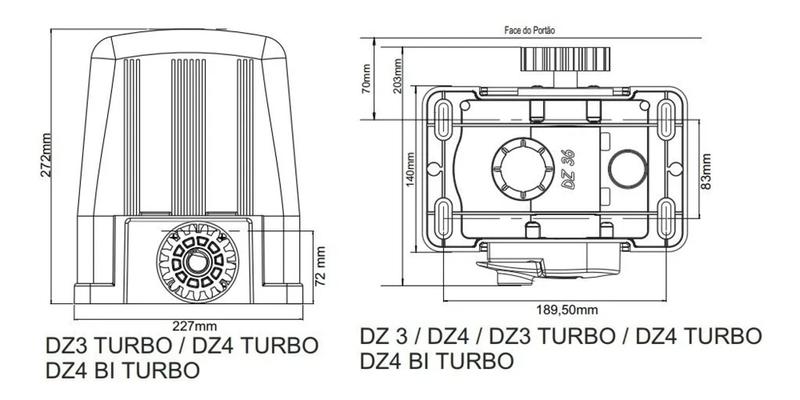 Imagem de Kit Motor Portão Deslizante Rossi Dz3 Sk Turbo 2 Control 600kg 220v