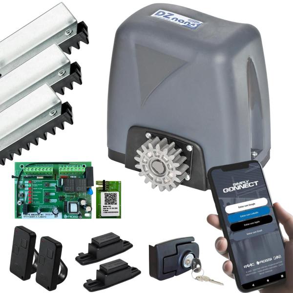 Kit Motor Portão Dz Nano Turbo 36 Wifi App Celular Rossi 600kg 3M Cremalheira 110v Imagem de Kit Motor Portão Dz Nano Turbo 36 Wifi App Celular Rossi 600kg 3M Cremalheira 110v