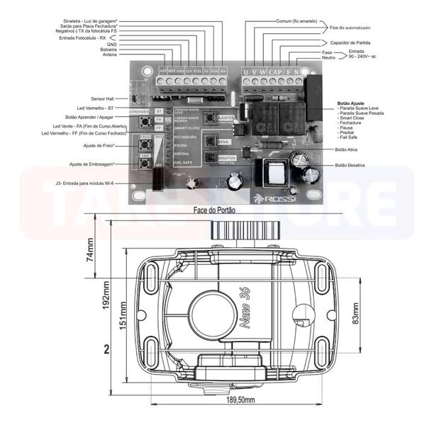 Kit Motor Portão Dz Nano Turbo 36 Wifi App Celular Rossi 600kg 4M Cremalheira 220v Imagem de Kit Motor Portão Dz Nano Turbo 36 Wifi App Celular Rossi 600kg 4M Cremalheira 220v