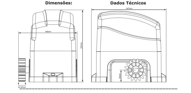 Imagem de Kit Motor Portão Eletrônico Deslizante Correr Trino Light 300 Kg Agl