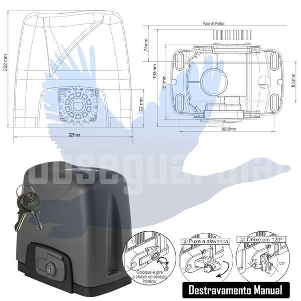 Kit Motor Rossi 1/4CV Dz Nano Turbo 5m Crem 2 Control Portão Eletrônico Deslizante 600kg Imagem de Kit Motor Rossi 1/4CV Dz Nano Turbo 5m Crem 2 Control Portão Eletrônico Deslizante 600kg