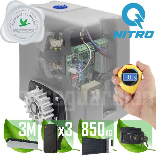 Imagem de Kit Motor Rossi Dz4 Nitro 3m Crem 3 Control Portão 850kg