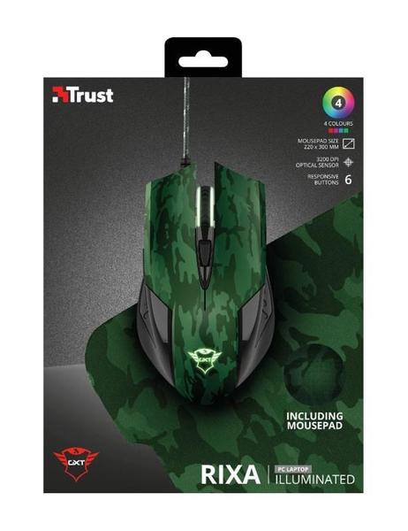 Imagem de Kit Mouse 3.200Dpi E Mousepad Gamer Trust Gxt-781 Rixa