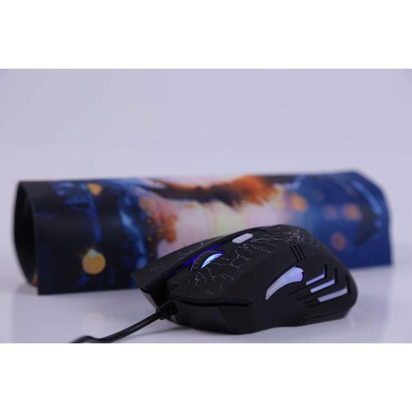 Imagem de Kit Mouse e Mouse Pad Gamer Com LED RGB Rainbow Mouse Pad Antiderrapante Superfície AntiSkid Preto