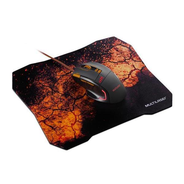 Imagem de Kit Mouse E Mouse Pad Gamer Preto E Laranja Mo256 Multilaser