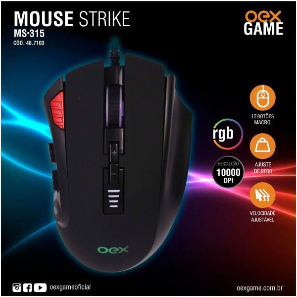 Imagem de Kit Mouse E Mousepad Arena 6 Botoes Led OEX Game MC102 Preto