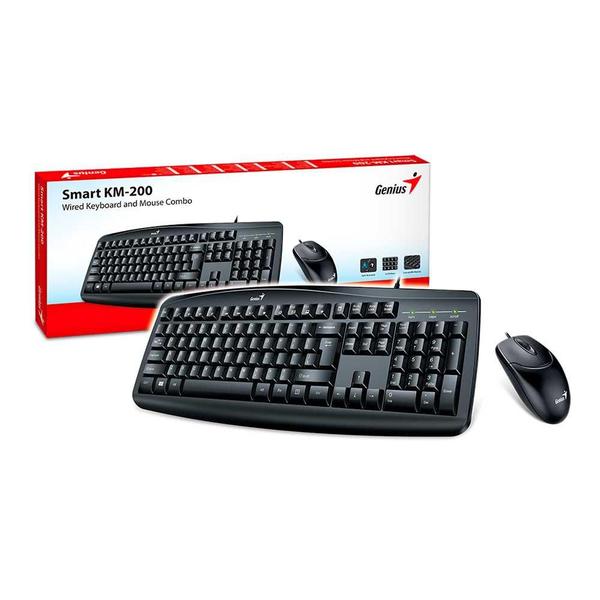 Imagem de Kit Mouse E Teclado Genius Smart Km-200 Com Fio Usb