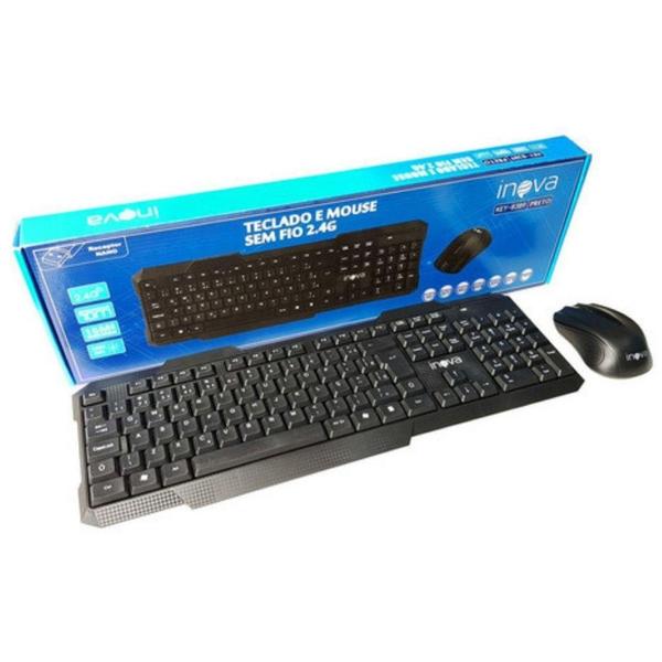 Imagem de Kit Mouse e Teclado Sem Fio Wireless Inova Key-8389