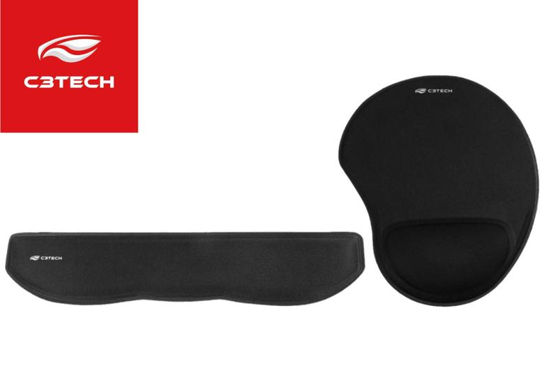 Imagem de Kit Mouse Pad e Apoio de Punho Para Teclado Ergonômico C3Tech