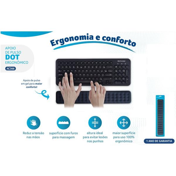 Imagem de Kit Mouse Pad Ergonômico + Apoio Descanso de Punho Para Teclado Original Multilaser