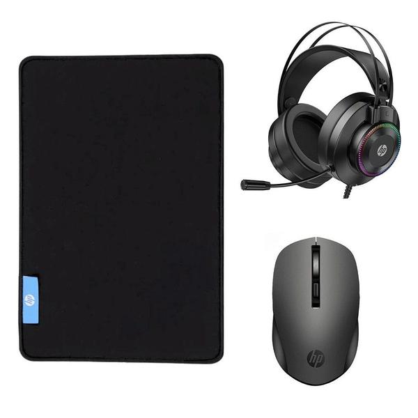 Imagem de Kit Mouse Pad Speed Gamer + Mouse Wireless USB Optical + Headset 7.1 - HP