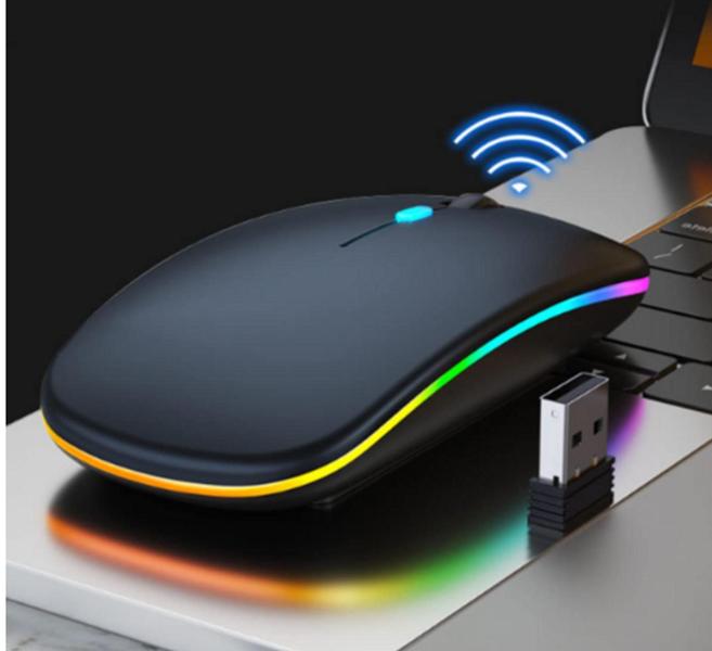 Imagem de Kit Mouse Recarregável Silencioso Bluetooth 2.4 GHZ + Mouse Pad Ergonomico