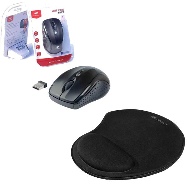 Imagem de Kit Mouse Sem Fio + Mousepad Ergonômico - C3 Tech