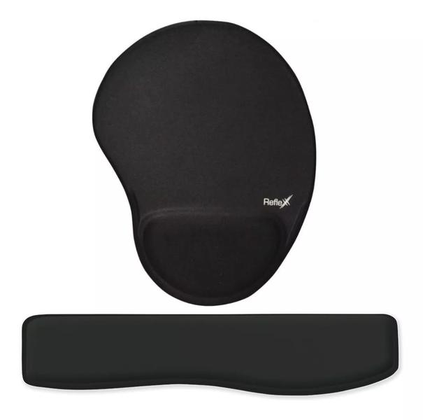 Imagem de Kit Mousepad   Apoio Ergonômico Punho De Teclado Preto