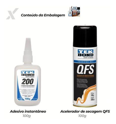 Imagem de Kit Moveleiro 200 100g + Ativador Qfs 200ml Tekbond Cola Mdf