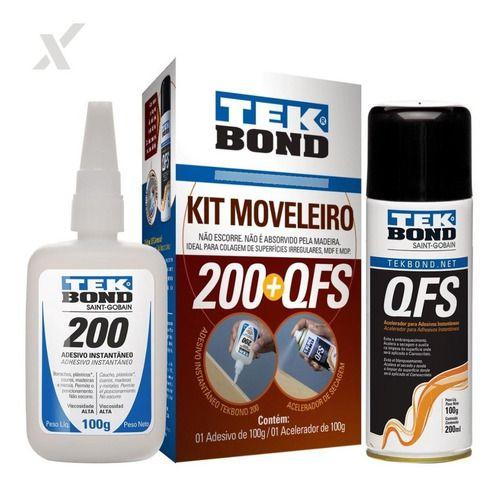 Imagem de Kit Moveleiro 200 100g + Ativador Qfs 200ml Tekbond Cola Mdf