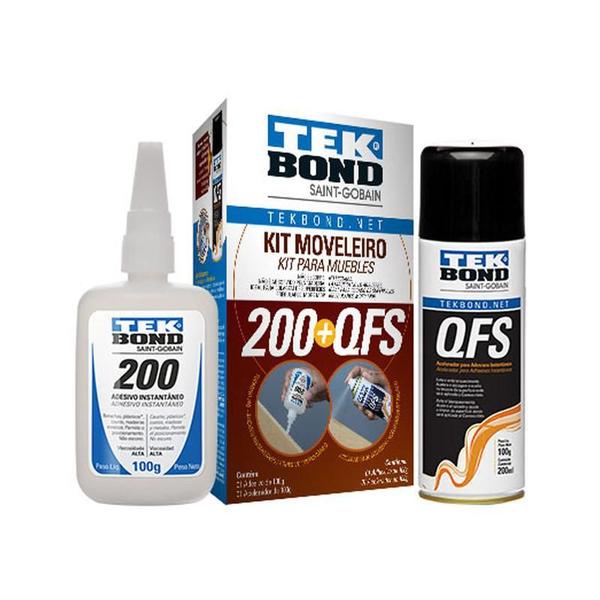 Imagem de Kit Moveleiro Tekbond 200 Gel Mais Acelerador Para Cola Qfs