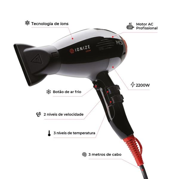 Kit mq - secador ionize 2200w 220v + chapinha pro 480 velox bivolt