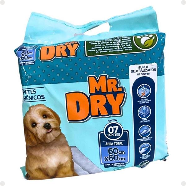 Imagem de Kit Mr. Dry: 2 Tapetes Higiênicos 60X60 Com 7 Unidades