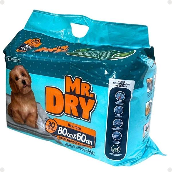 Imagem de Kit Mr. Dry: 4 Tapetes Higiênicos 80X60Cm Com 30 Unidades