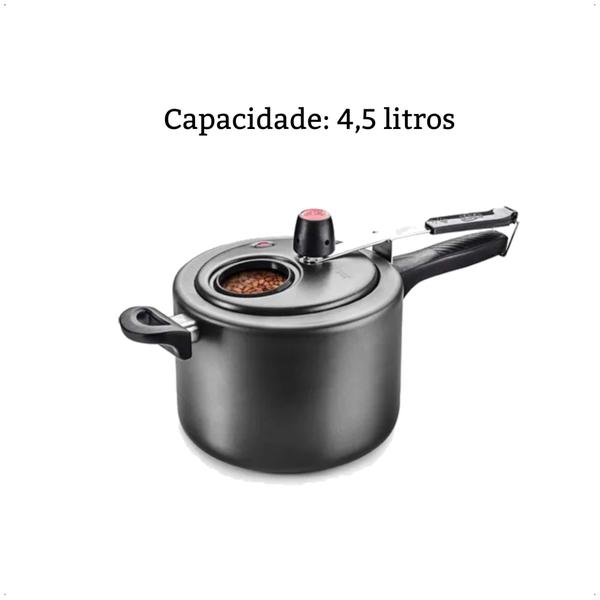 Imagem de Kit MTA Panela De Pressão 4,5L Grafite Com Visor de Vidro + Pipoqueira 3,6L