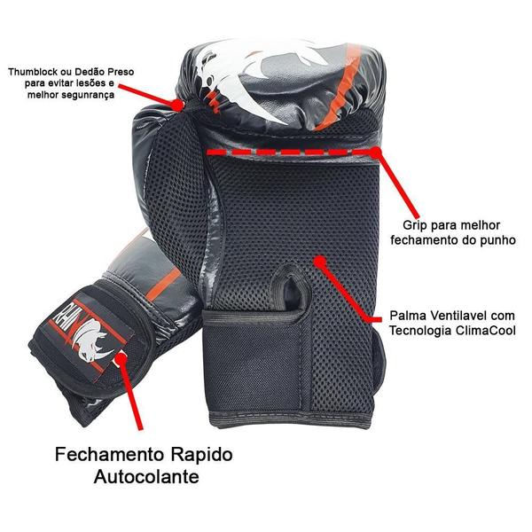 Kit Muaythai Rhino Completo - 12Oz Imagem de Kit Muaythai Rhino Completo - 12Oz