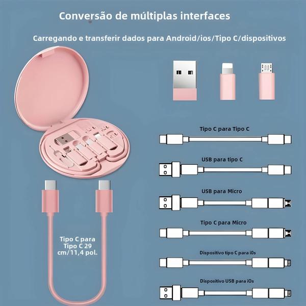 Imagem de Kit Multi Cabo de Carregamento Rápido 60W - Tipo C, Micro USB e Lightning para iPhone 14/13/15 Pro