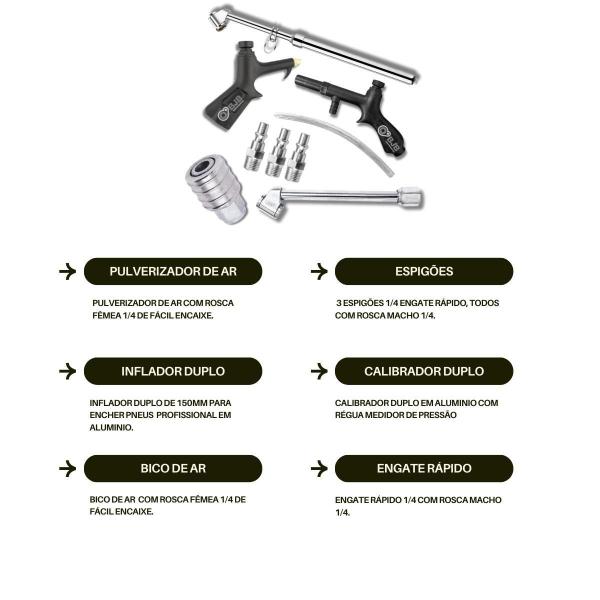 Imagem de Kit Multifuncional Com Calibrador Bico D Ar Engate Rápido