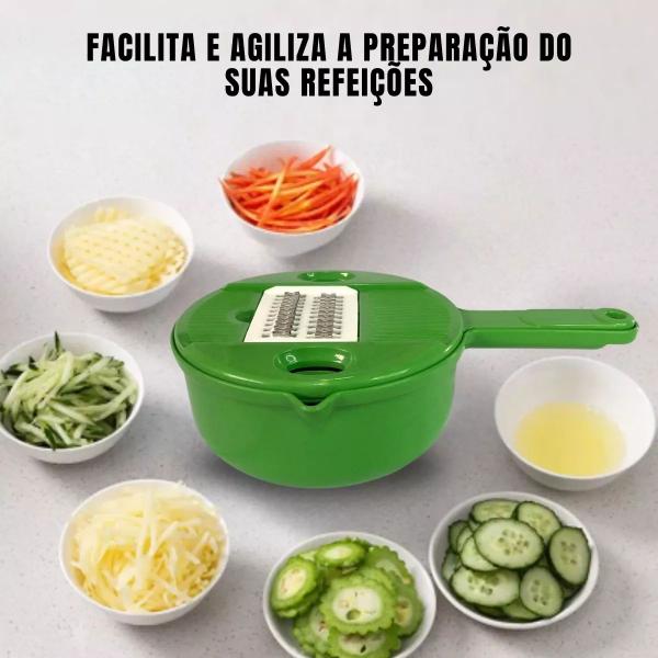 Imagem de Kit Multifuncional de Cozinha  Cortador, Ralador e Descascador de Legumes e Vegetais com Armazenamento Prático