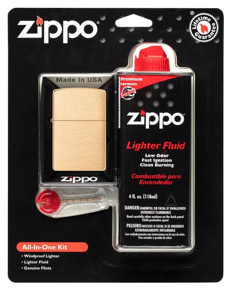 Imagem de Kit multifuncional Zippo mais leve em latão escovado à prova de vento